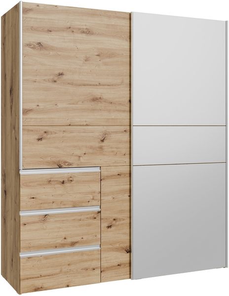 Schiebetürenschrank >WINN 2< 3 Schübe, 2 Stangen, Artisan Eiche Dekor - 170,3x200,5x61,2cm (BxHxT)