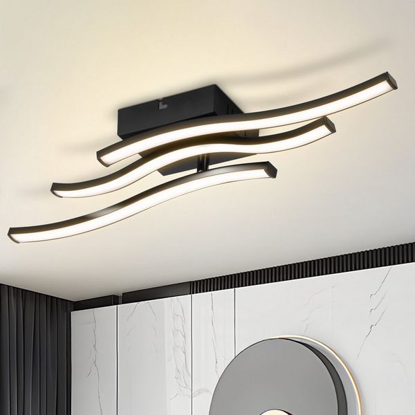 Nettlife LED Deckenleuchte Flur Schwarz Modern 6W Deckenseinbauleuchte 3000K Warmweiß, LED fest integriert, Warmweiß, Schlafzimmerlampe Warmweiß LED Deckenbeleuchtung für Küche Flur