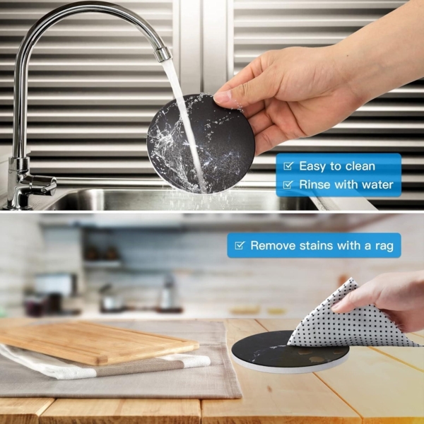 Untersetzer Gläser 6er Set Marmor Kork-Rückseite für Bars Cafés Schwarz Bild 4