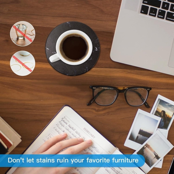 Untersetzer Gläser 6er Set Marmor Kork-Rückseite für Bars Cafés Schwarz Bild 3