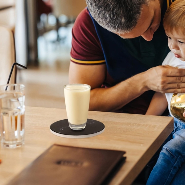 Untersetzer Gläser 6er Set Marmor Kork-Rückseite für Bars Cafés Schwarz Bild 8