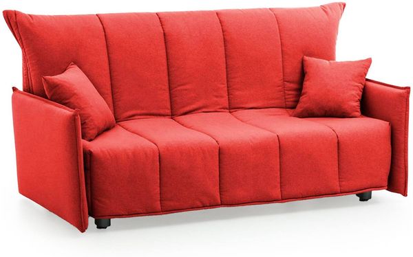 Dmora 3-Sitzer Schlafsofa Ardis, Sofa mit Trolley-Öffnung aus gepolstertem Stoff, Standardarmlehnen, 100 % Made in Italy, 190 x 90 x 85 cm, Rot