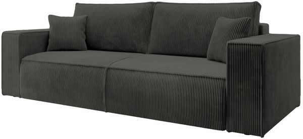 Selsey 'FARESE' Sofa mit Schlaffunktion, Stauraum und Cordbezug, dunkelgrau, ca. 85 x 257 x 102 cm