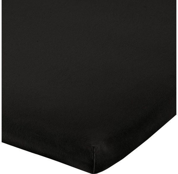 Erwin Müller 'Freising' Spannbettlaken, Gummizug: Rundumgummi, 1 Stück, Elasthan-Jersey-Stretch Uni, Schwarz, Topper | 90x190 - 100x220 cm