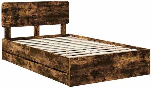 vidaXL Bettrahmen Geräucherte Eiche 135 x 190 cm Holzwerkstoff 3412196 Bild 4