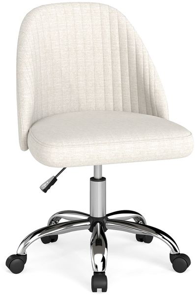 Armloser Drehstuhl Höhenverstellbarer Schminkstuhl Bürostuhl Homeoffice Stuhl Beige