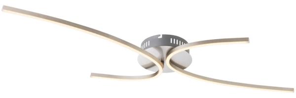 LED Deckenleuchte, Metall nickel matt, weiß, L 95 cm