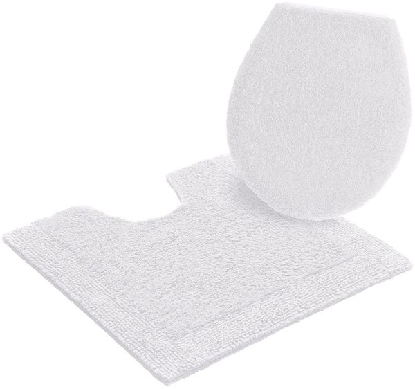 my home Badematte Kapra, Badvorleger, Badezimmer Teppich, Höhe 14 mm, beidseitig nutzbar, fußbodenheizungsgeeignet, strapazierfähig, Baumwolle, 2-tlg. Stand-WC Set, mit Bordüre, Badteppich, Badematte