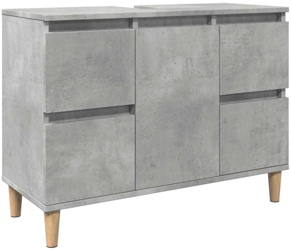 vidaXL Waschbeckenunterschrank Betongrau 80x33x60 cm Holzwerkstoff 857125