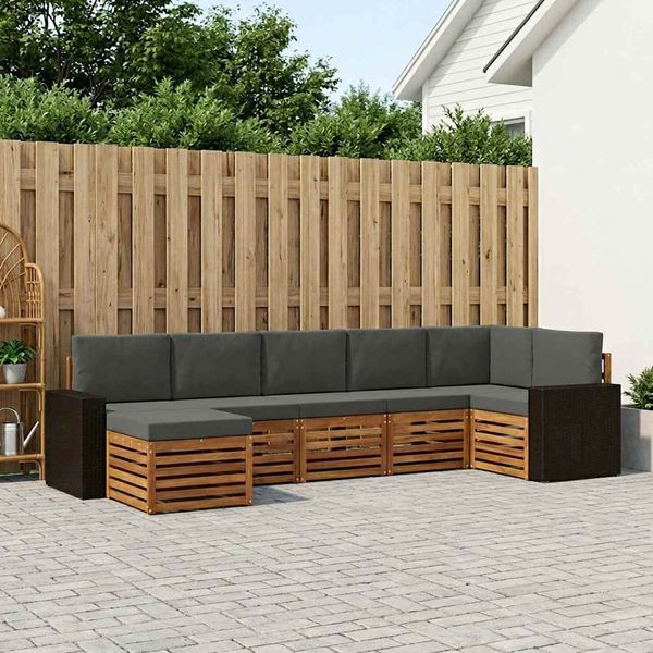 vidaXL Ecksofa Set 7 pcs Natur und Anthrazit Massivholz Akazie 3384633