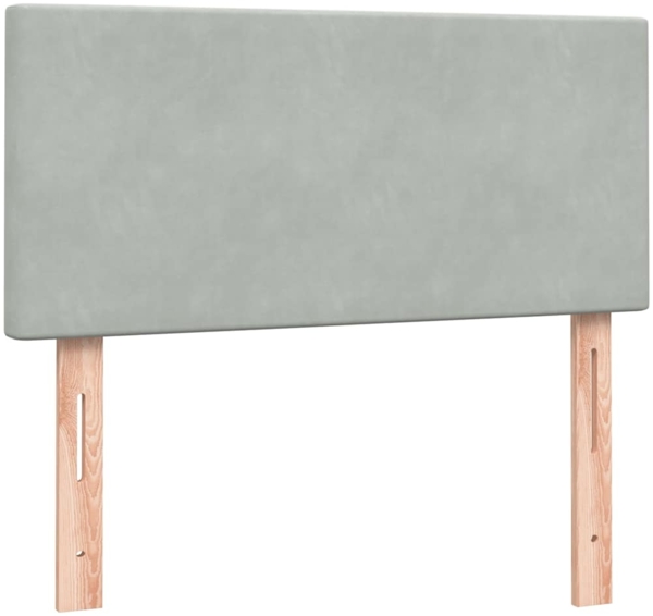 vidaXL Boxspringbett mit Matratze Hellgrau 90x220 cm Samt 3316719 Bild 6