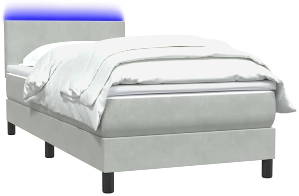 vidaXL Boxspringbett mit Matratze Hellgrau 90x220 cm Samt 3316719 Bild 2