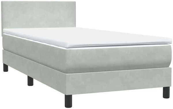 vidaXL Boxspringbett mit Matratze Hellgrau 90x220 cm Samt 3316719 Bild 4