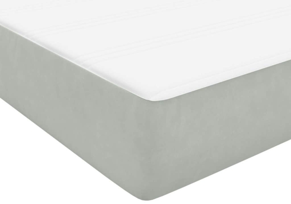 vidaXL Boxspringbett mit Matratze Hellgrau 90x220 cm Samt 3316719 Bild 9