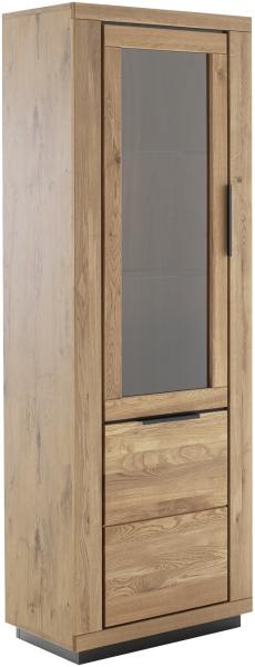 Vitrine >GRENO< in natur geölt, Wildeiche teilmassiv - 72x200x40cm (BxHxT)