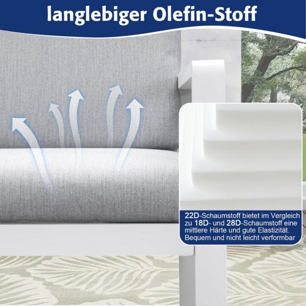 MeXo Gartenstuhl Aluminium Gartenmöbel Esstischstuhl (wetterfeste Gartenstühle, 4 St), inkl. Sitz und Rückenkissen Bild 2