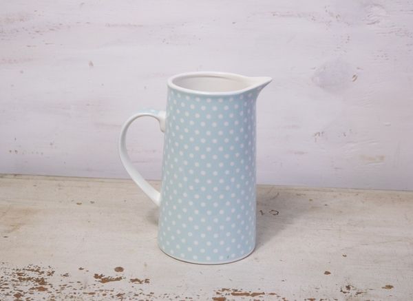 Krug Wasserkrug Steinzeug blau 1 Liter Landhausstil