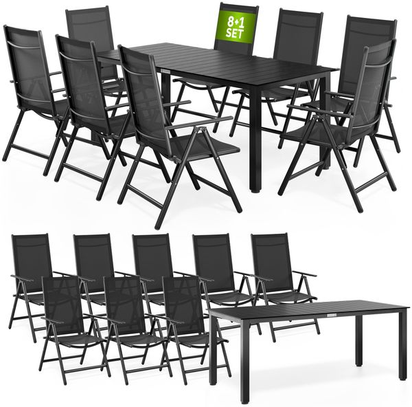 CASARIA® Aluminium Sitzgruppe Bern 8+1 WPC Tisch Hochlehner