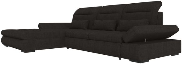 Ecksofa Ares L Form aus Samtstoff - Samtstoff - schwarz - Links