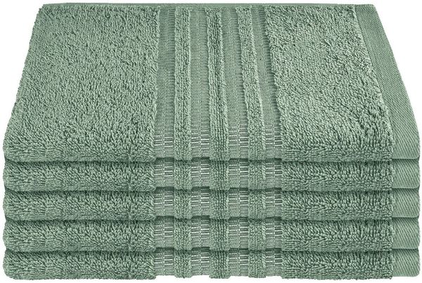 Schiesser Frottier Gästetücher Milano im 5er Set aus Flauschiger, hautfreundlicher Baumwolle, Made IN Green, Farbe:Hellgrün, Größe:30x50 cm
