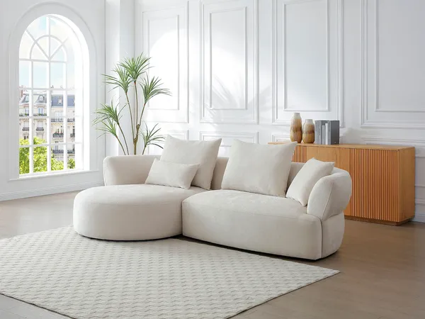 Vente-unique - CUSAVA Sofa Stoff Beige - B 160 cm x H 86 cm x L 280 cm