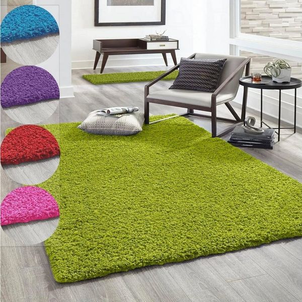 Vimoda Hochflor-Teppich Shaggy Langflor Wohnzimmer Schlafzimmer Modern, Rund, Höhe: 30 mm, Einfarbig, zeitlose, langflor Läufer, rund Teppich
