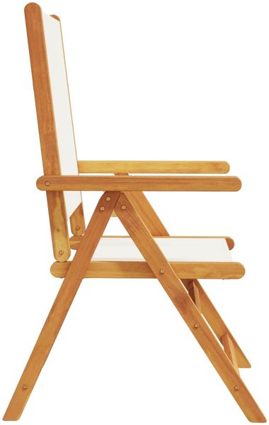 vidaXL Gartenstuhl Verstellbar 4 Stk. Cremeweiß Stoff und Massivholz 3214538 Bild 5