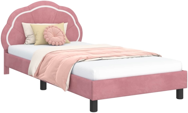 vidaXL Kinderbettgestell mit Kopfteil Rosa 90x190 cm Samt 42010918