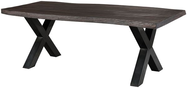 Baumtisch Mango 180x90x77 grau lackiert / X-Beine anthrazit glänzend FREEFORM 5