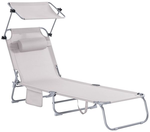SoBuy OGS48-MI Sonnenliege, Textilene, Lackiert, Beige, 192 x 81 x 75 cm