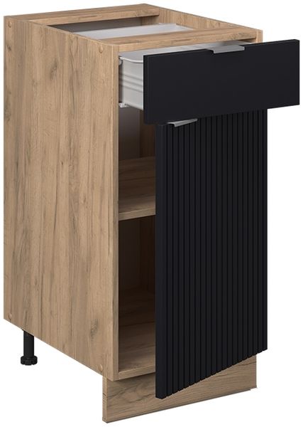 Küchenunterschrank Fame-Line Schwarz gestreift 40 cm ohne Arbeitsplatte Vicco Bild 4