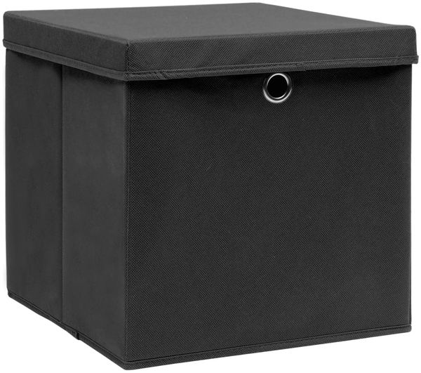 Aufbewahrungsboxen, faltbarer Korb mit Deckeln 10 Stk. 28x28x28 cm Schwarz