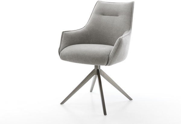 Drehstuhl Alja-Flex mit Armlehnen Strukturstoff Soft Grau Kreuzgestell breit Graphit 360° drehbar Wippfunktion Taschenfederkern