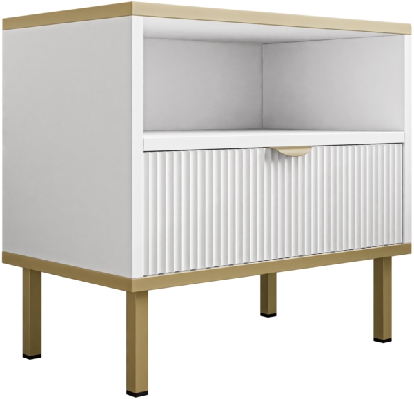 Nachttisch Werkoz 1S (Farbe: Weiß / Weiß + Gold)