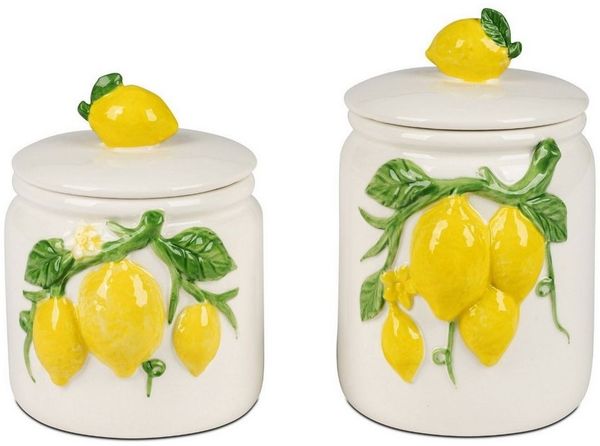 formano Zuckerdose Limone Zitronen, Porzellan, Höhe: 18cm, Farbe: Weiß, Motiv: Zitronen