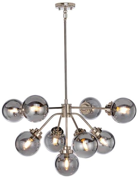 Kronleuchter, Hängeleuchte, Stahl Rauchspiegelglas, D 88 cm