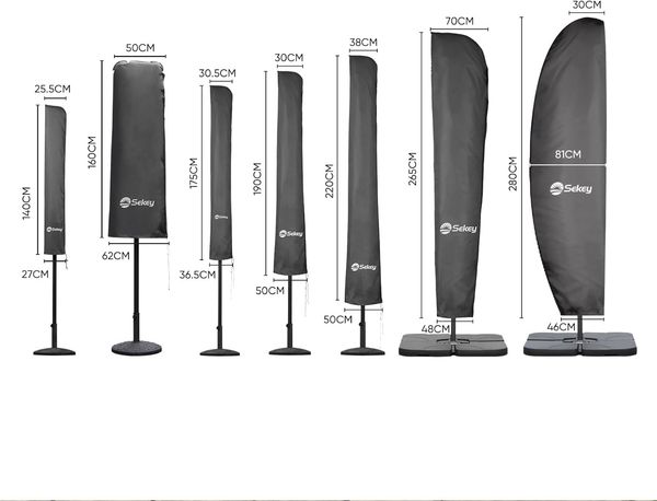 ekey Premium Schutzhülle für 300 cm Sonnenschirm | Mit Montagestab & Reißverschluss (175×30,5/36,5 cm) – Wasserdicht, UV 50+ Bild 6