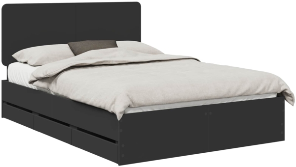 vidaXL Bettrahmen mit Schubladen Schwarz 150 x 200 cm Ingenieurs Holz 3412582