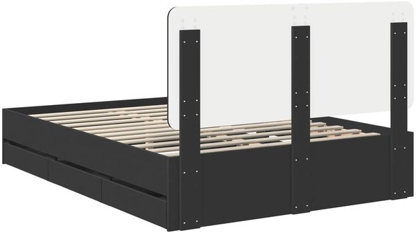 vidaXL Bettrahmen mit Schubladen Schwarz 150 x 200 cm Ingenieurs Holz 3412582 Bild 10
