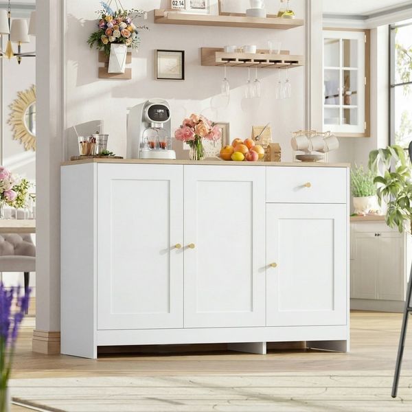 Merax Sideboard Kommode mit 3 Türen & Schublade (1 St, Buffetschrank, Anrichte Stauraum Möbel), für Wohnzimmer & Esszimmer