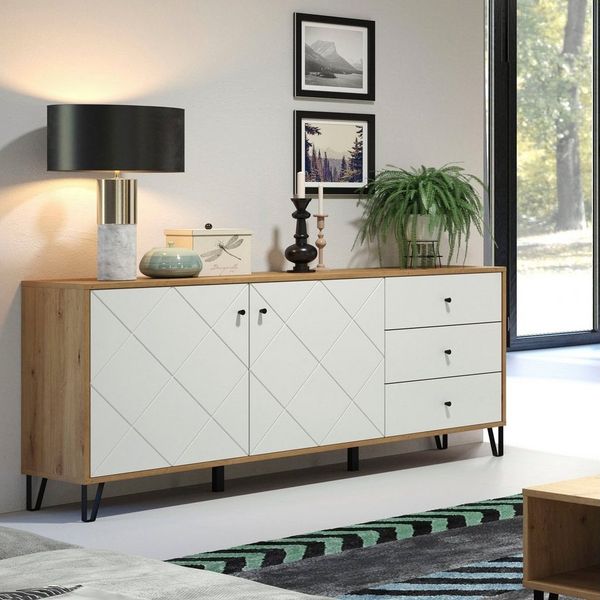 Places of Style Sideboard Tarragona, Kommode, Fräsungen in Rautenoptik, Breite 183 cm