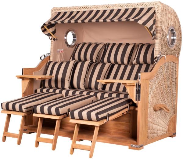 Strandkorb Komplettset - bene living - Königssee 3-Sitzer Teak - PE shell - Modell 581 - inkl. Liftersystem