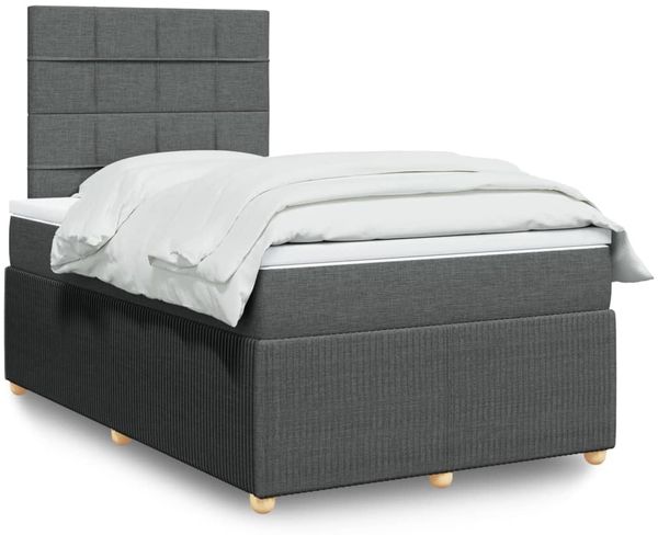vidaXL Boxspringbett mit Matratze Dunkelgrau 120x200 cm Stoff 3292024