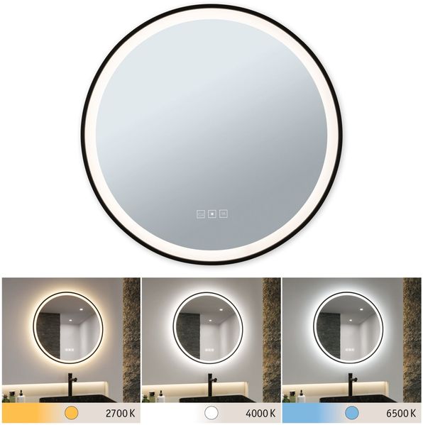 Paulmann 71088 LED Leuchtspiegel Mirra rund schwarz WhiteSwitch dimmbar