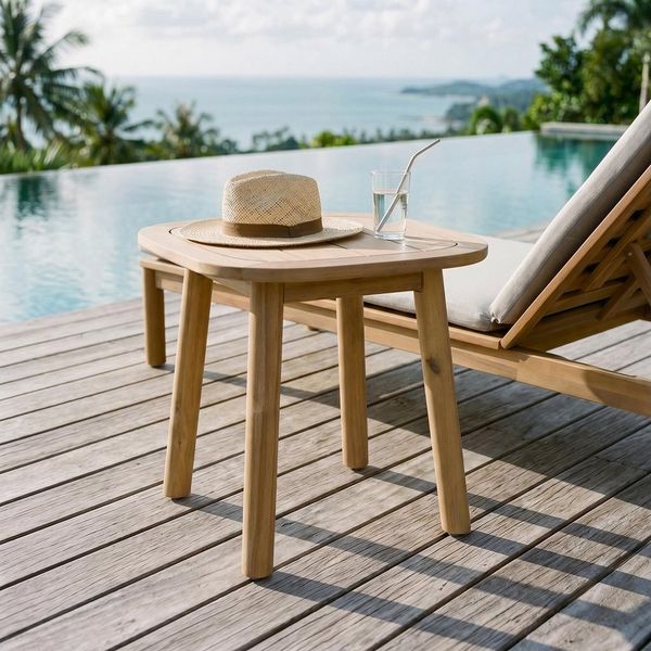 IDIMEX Beistelltisch SURIN, Gartentisch 50x50 cm aus massivem Akazienholz mit Lamellenoptik Natur