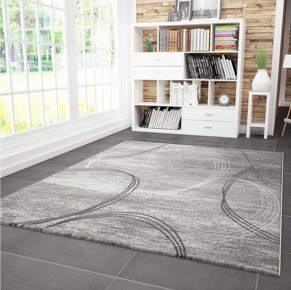 Vimoda Designteppich Wohnzimmerteppich, Rechteckig, Höhe: 11 mm, Kreisel Muster, Weich, Dick, Wohnzimmer Kurzflor inBraun