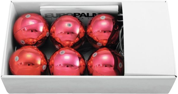 EUROPALMS LED Weihnachtskugel 6cm, rot 6x