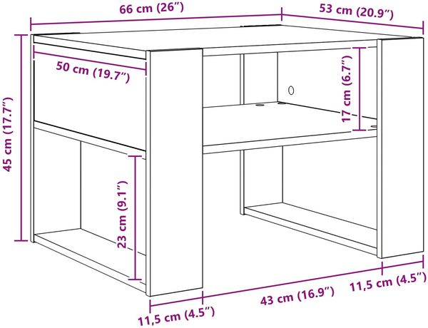 vidaXL Couchtisch mit Speicher Weiß 66 x 53 x 45 cm Holzwerkstoff 8000100 Bild 10