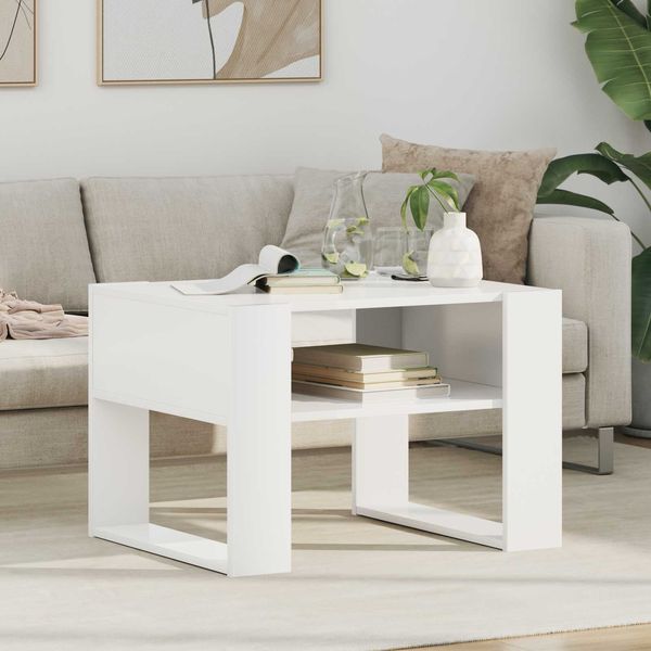 vidaXL Couchtisch mit Speicher Weiß 66 x 53 x 45 cm Holzwerkstoff 8000100