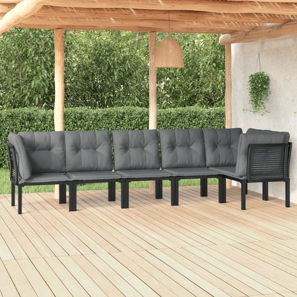 vidaXL 6-tlg. Garten-Lounge-Set Schwarz und Grau Poly Rattan 3187755
